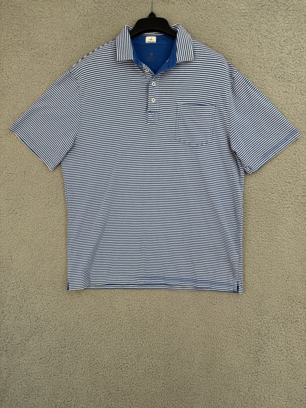 Johnnie-O Performance Men's Large short sleeve shirt Blue & White Striped Pocket